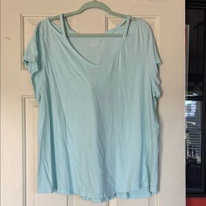 Lane Bryant Soft Aqua Short Sleeve Top